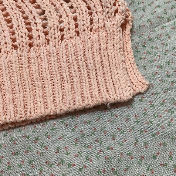 H&M LOGG Timeless Classic Woven Macrame Soft Girl Peach Cozycore Sweater Medium - Picture 8 of 12